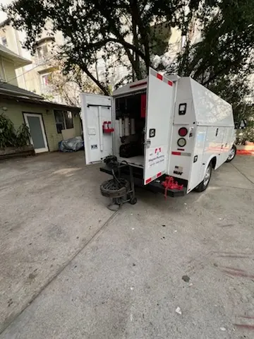 Magnet Plumbing service vehicle on-site for Slab Leak Repair in Universal City